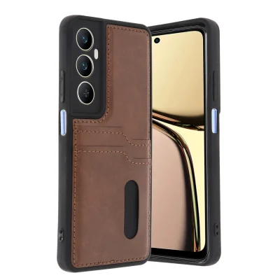 BUĞZ Realme C65 Sara Kartvizitli Deri Kılıf - Taba