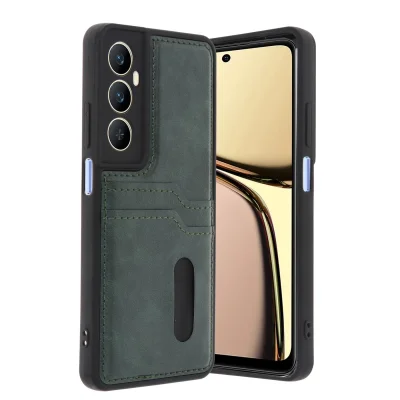 BUĞZ Realme C65 Sara Kartvizitli Deri Kılıf - Yeşil