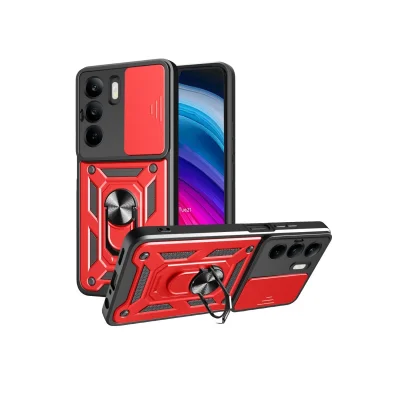 BUĞZ Realme C75 4g Kılıf Pars Lens Yüzüklü Silikon - Kırmızı