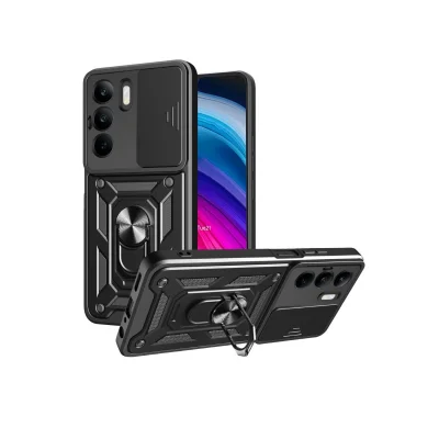 BUĞZ Realme C75 4g Kılıf Pars Lens Yüzüklü Silikon - Siyah