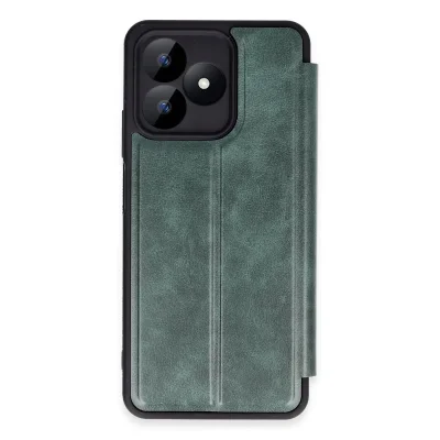 BUĞZ Realme Note 50 4g Kılıf Flip Cover - Koyu Yeşil