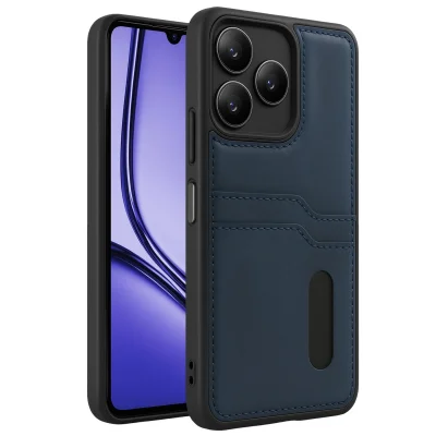 BUĞZ Realme Note 50 4g Kılıf Sara Kartvizitli Deri Kılıf - Lacivert