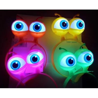 BUĞZ Rengarenk 3 Farklı Fonksiyonda Yanan Led Işıklı Uzaylı Göz Taç 1 Adet 18x12 Cm