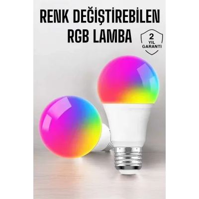  Renk Değiştirebilen RGB Işıklı Led Ampul A+Enerji 15 Watt Led Işık