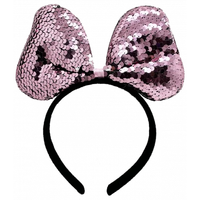  Renk Değiştiren Pullu Payetli Fiyonk Parti Tacı Pembe Gümüş Renk 20x16 cm