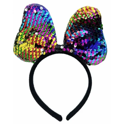 BUĞZ Renk Değiştiren Pullu Payetli Fiyonk Parti Tacı Rengarenk Gümüş Renk 20x16 cm