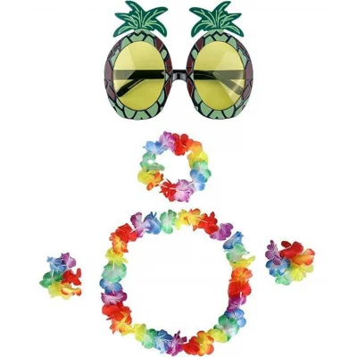 BUĞZ Renkli Ananas Gözlük, Taç, Kolye ve Bileklik Seti