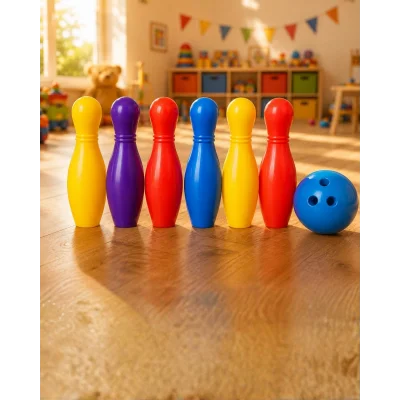 BUĞZ Renkli Bowling Seti Çocuk Aktivite Oyunu Motor Beceri Geliştirici