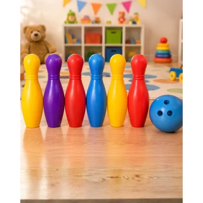 BUĞZ Renkli Çocuk Bowling Oyunu 6 Kukalı Eğitici Eğlence Seti
