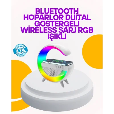  Renkli Işıklı 15W Kablosuz Şarjlı Masa Lambası