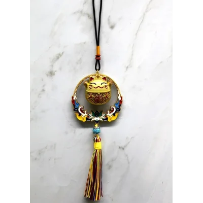 BUĞZ Renkli Püsküllü Şans Kedisi Feng Shui Askılık Alk4452