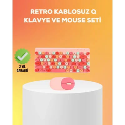 BUĞZ Renkli Retro Tuş Takımlı Klavye – 3 Cihaz Bağlantısı, Medya Kısayol Tuşları