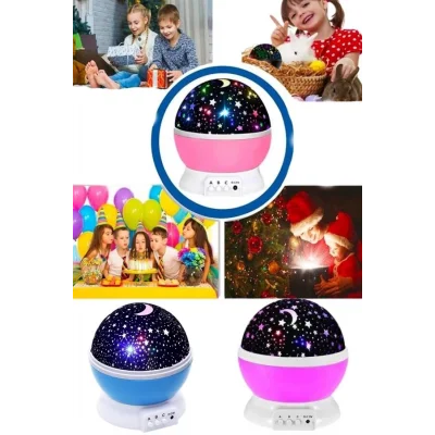  Renkli Yıldızlı Gökyüzü Projeksiyon Gece Lambası Pilli ve USB Kablolu