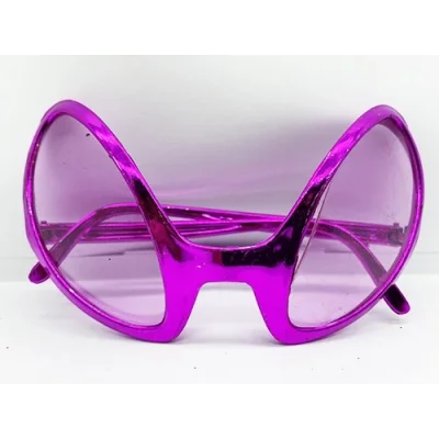  Retro Gözlük - 80 li 90 lı Yıllar Parti Gözlüğü Fuşya Renk 8x13 cm