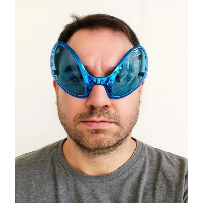  Retro Gözlük - 80 li 90 lı Yıllar Parti Gözlüğü Mavi Renk 8x13 cm