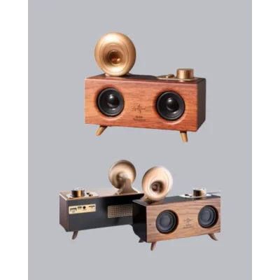 BUĞZ Retro Gramofon Tasarımlı Bluetooth Hoparlör – 3D Stereo Ses, 1800 mAh Batarya - BUĞZ