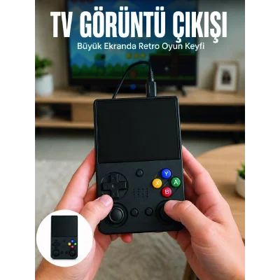 BUĞZ Retro Oyun Konsolu Çift Analog Joystick 64GB Hafızalı Taşınabilir El Konsolu