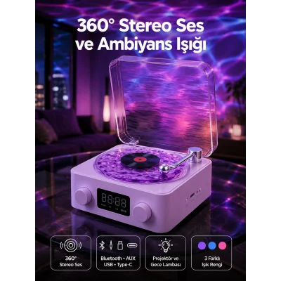 BUĞZ Retro Pikap Tasarımlı Bluetooth Hoparlör – Projektörlü Şarjlı Lamba