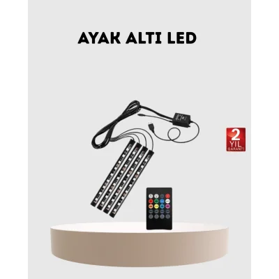 BUĞZ RGB Araç İçi LED Aydınlatma 12V 48 LED Müzik Kontrollü 4 Şerit Set
