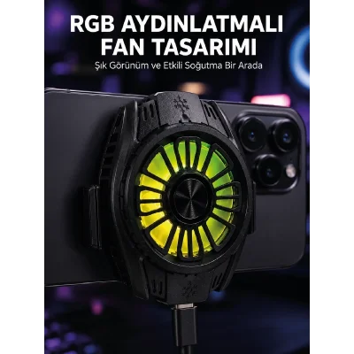 BUĞZ RGB Fan Aydınlatmalı Sessiz Çalışan Telefon Soğutucu
