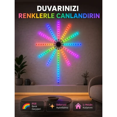 BUĞZ RGB Fireworks LED Duvar Aydınlatması Telefon Kontrollü Dekoratif Ortam Işığı