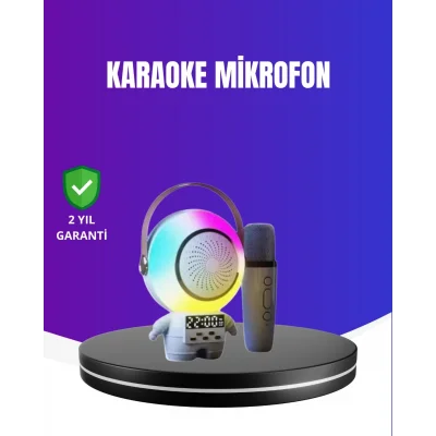 BUĞZ RGB Işıklı Astronot Bluetooth Hoparlör Karaoke Mikrofonlu