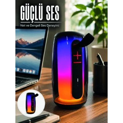 BUĞZ RGB Işıklı Bluetooth Hoparlör Güçlü Ses Type-C Şarjlı Taşınabilir Kablosuz Speaker