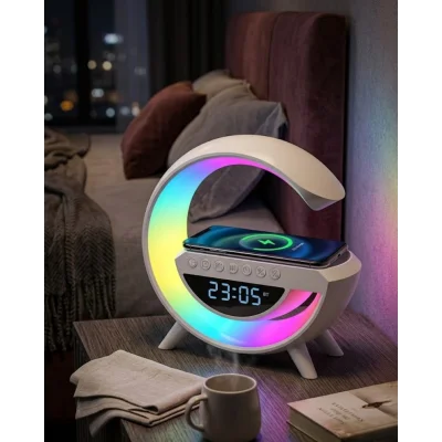 BUĞZ RGB Işıklı Kablosuz Şarjlı Bluetooth Hoparlör Saat ve Alarm Özellikli