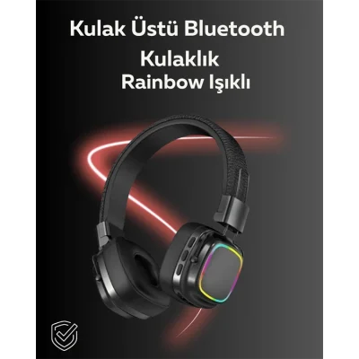 BUĞZ RGB Işıklı Katlanabilir Bluetooth 5.3 Kulak Üstü Kulaklık - BUĞZ