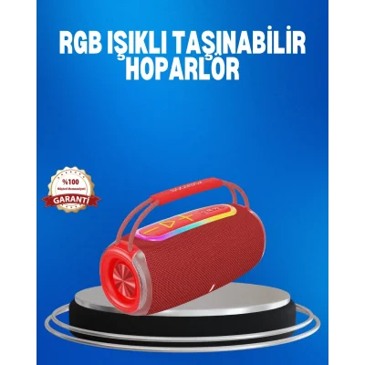  RGB LED Işıklı 20W Taşınabilir Hoparlör Bluetooth 5.3 + Type-C Şarj