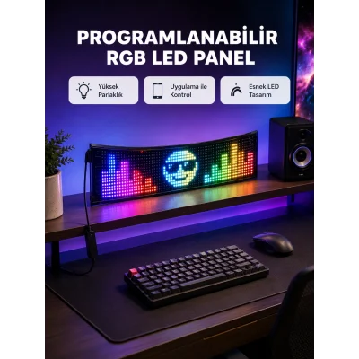 BUĞZ RGB LED Panel – Çok Renkli, Kumandalı, USB Bağlantılı Yazı ve GIF Gösterimli Akıllı Lamba