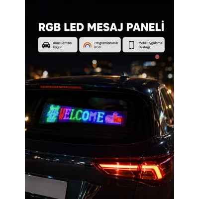BUĞZ RGB LED Panel – Mobil Uyumlu, Yazı ve GIF Destekli, USB Bağlantılı Dekoratif Ekran