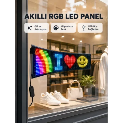 BUĞZ RGB LED Panel – USB Güç Girişli, GIF ve Yazı Gösterimli Akıllı Ekran