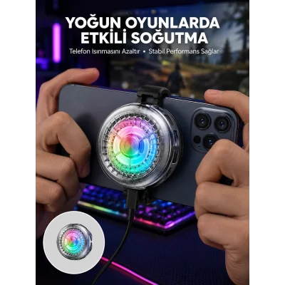 BUĞZ RGB LED Telefon Soğutucu Fan Yüksek Hızlı Soğutma Oyuncu Cooler Yeni Nesil