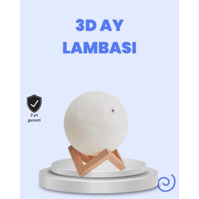 BUĞZ RGB Modlu 16 Renkli Ay Gece Lambası 3D Baskı ve Uzaktan Kumanda Özellikli