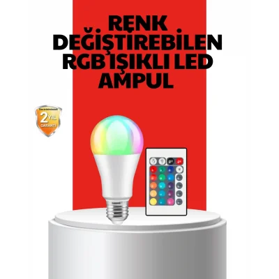  RGB Uzaktan Kumandalı LED Ampul 16 Renkli A Kalite Orijinal