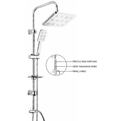  Robot Duş Seti Krom Dikdörtgen Çok Fonksiyonlu Yağmur Robot Duş Sistemi