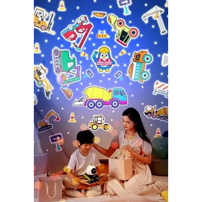 BUĞZ Robot Projeksiyon Gece Lambası Hoparlörlü Şarjlı Yıldızlı Gökyüzü Temalı Led Projeksiyon Lambası - Lisinya