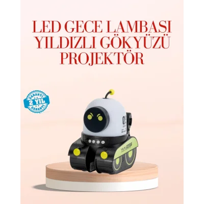  Robot Tasarımlı Bluetooth Hoparlörlü Yıldızlı Gökyüzü Projektör