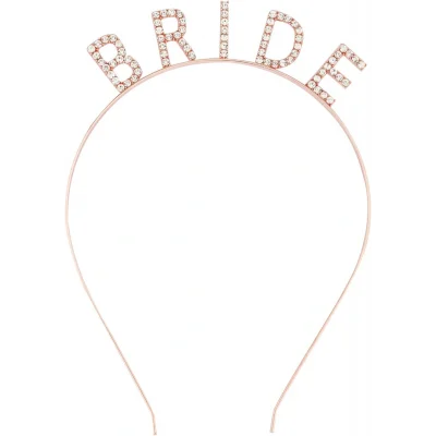 BUĞZ Rose Gold Bekarlığa Veda Kristal Taş Bride Tacı