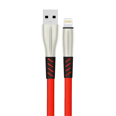 BUĞZ S89 Metal Uçlu Lightning Kablo İphone Uyumlu 1m 2.4a - Kırmızı