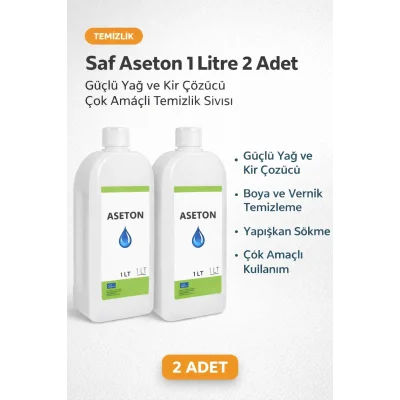 BUĞZ Saf Aseton 1 Litre 2 Adet Güçlü Yağ ve Kir Çözücü Çok Amaçlı Temizlik Sıvısı