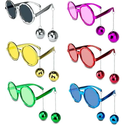 BUĞZ Sallanan Disko Top Küpeli Gözlük Retro Hawaii 5 Renk 6 Adet