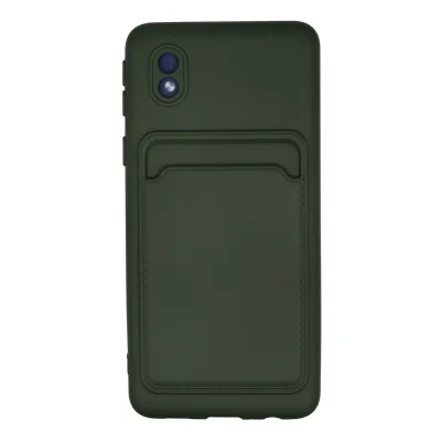 BUĞZ Samsung Galaxy A01 Core Kılıf Kelvin Kartvizitli Silikon - Koyu Yeşil