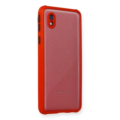 BUĞZ Samsung Galaxy A01 Core Kılıf Miami Şeffaf Silikon - Kırmızı
