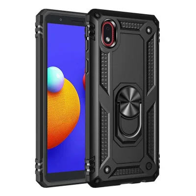 BUĞZ Samsung Galaxy A01 Core Kılıf Sofya Yüzüklü Silikon Kapak - Siyah