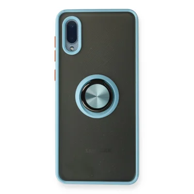 BUĞZ Samsung Galaxy A02 Kılıf Montreal Yüzüklü Silikon Kapak - Buz Mavi