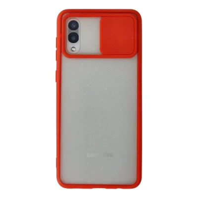 BUĞZ Samsung Galaxy A02 Kılıf Palm Buzlu Kamera Sürgülü Silikon - Kırmızı