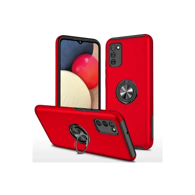 BUĞZ Samsung Galaxy A02s Kılıf Elit Yüzüklü Kapak - Kırmızı