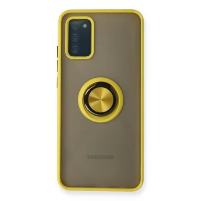 BUĞZ Samsung Galaxy A02s Kılıf Montreal Yüzüklü Silikon Kapak - Sarı